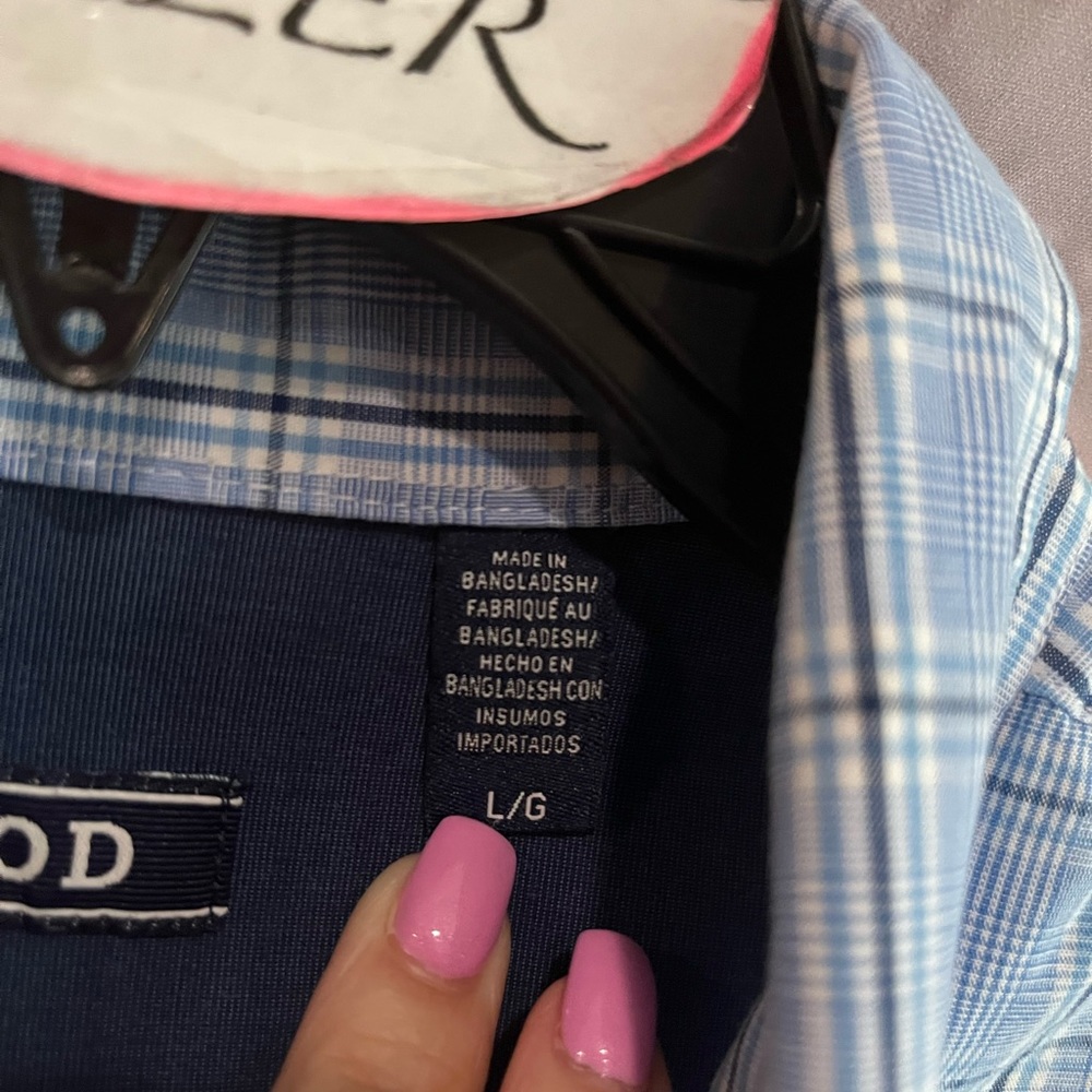 Men’s IZOD Blue Plaid Button Down Shirt Size Large VGC! - Picture 6 of 12